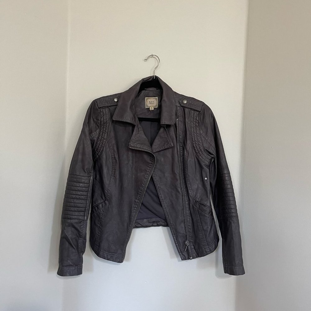 Black Swan Heart Black Vegan Leather Moto Jacket (xs)